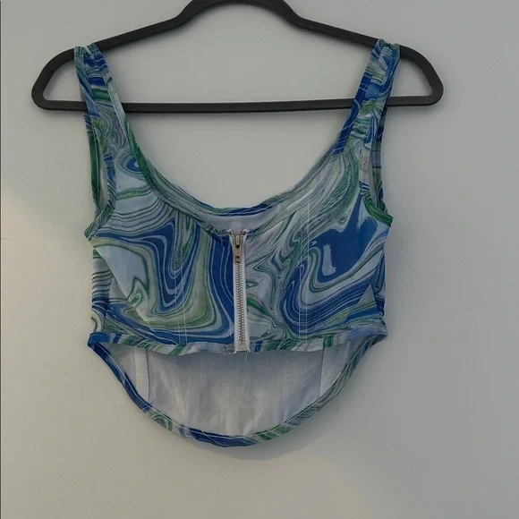 BY.DYLN Suki Corset in Blue Print - Picture 5 of 5